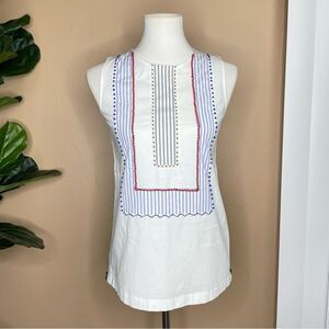 J. Crew White Beaded Sleeveless Top Size 00